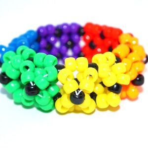 Rainbow Spider UFO 3D Cuff Kandi Bracelet